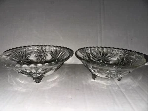 Plato de caramelo de colección Anchor Hocking Early American con patas precortadas estrella y ventilador vidrio cortado - Imagen 1 de 4