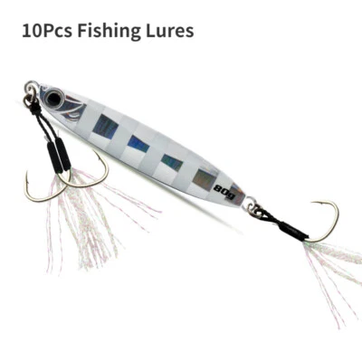 10 X Acqua Pesca Esche 45g-100g Verticale Cucchiaino Tonno, Salmone, Grouper - Immagine 1 di 4