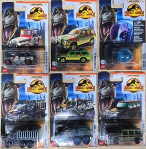 MATCHBOX - JURASSIC WORLD Dominion - 1:64 diecast - Complete set of 6 - Picture 1 of 13