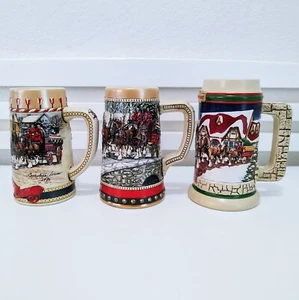 Vintage 1986, 1988 & 1998 Budweiser Christmas Beer Steins Clydesdale #002 - Bild 1 von 11