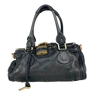Chloe Bag Handbag Tote Bag Leather Black 040651 5276 Authentic