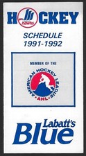 1991-92 Moncton Hawks AHL Hockey Schedule !!! Many Sponsors