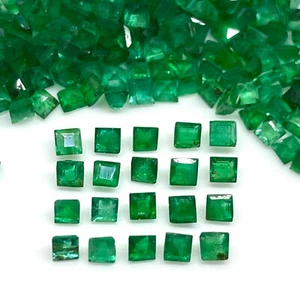 50 Pcs Natural Colombian Emerald 1.6mm Square Cut Loose Gemstones Wholesale Lot - Picture 1 of 9
