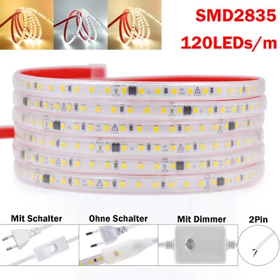 2835 LED Streifen Stripe 220V 230V Band Wasserdicht IP67 Selbstklebend 120LEDs/m - Bild 1 von 4
