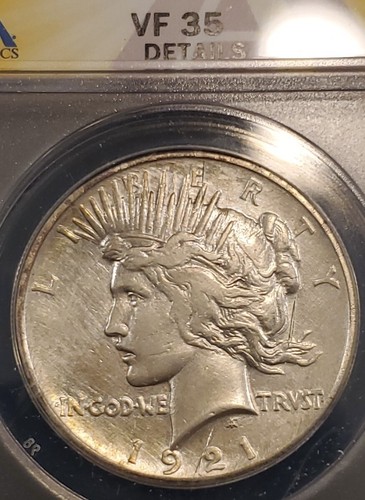 1921 High Relief Peace Dollar, Anacs Vf-35