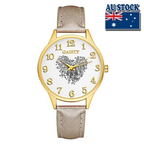 Fashion Gray Leather Love Heart White Dial Quartz Watch Women Lady Wrist Watch - Picture 1 of 5