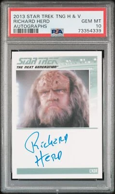 2013 Star Trek TNG Heroes & Villians Autograph Richard Herd Limited Auto PSA 10 - Image 1 of 2