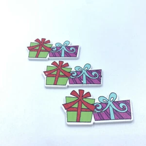 50X Christmas Gift box Wooden Buttons decoration holiday Sewing Scrapbookin 45MM - Picture 1 of 2