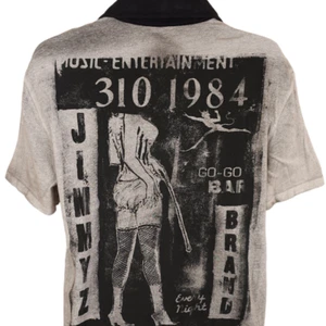 Vintage JimmyZ Polo Shirt Mens Size Medium Gray All Over Print Go Go Bar - Picture 1 of 9