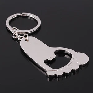 Silver Baby Foot Shaped Metal Bottle Opener Keyring Baby Shower New Mums Gift - Picture 1 of 4
