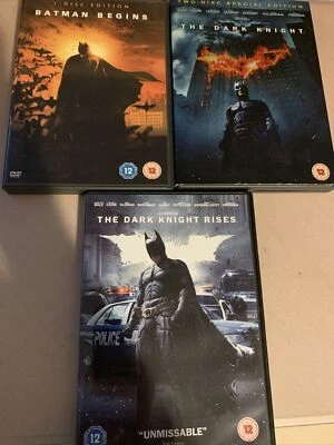 The Dark Knight Trilogy DVD Set Christopher Nolan Christian Bale Michael Caine - Image 1 of 4