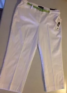 NWT WOMEN'S SLIM LEG CROP CAPRI'S $70 BY SHARAGANO WHITE STRETCH PANT SZ 10 - Picture 1 of 6