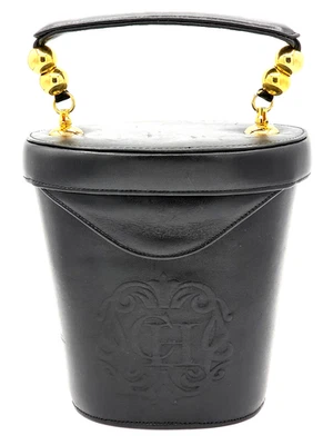 Bolso Carolina Herrera de cuero negro con asa superior RARO Foto 1 de 4