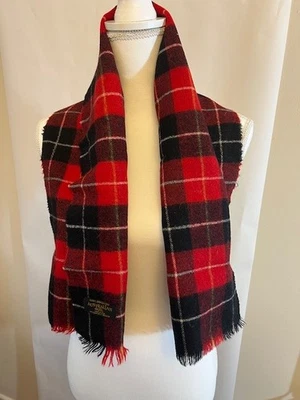 Bufanda a cuadros de lana australiana vintage hecha en EE. UU. 44X12 C1143 Foto 1 de 4
