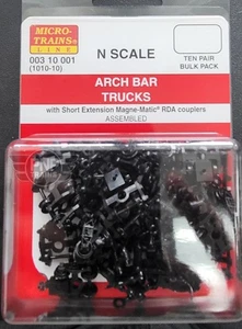 N MICRO TRAINS 003 10 001 Arch Bar Trucks w/ short ext. couplers 1010-10 - Picture 1 of 1