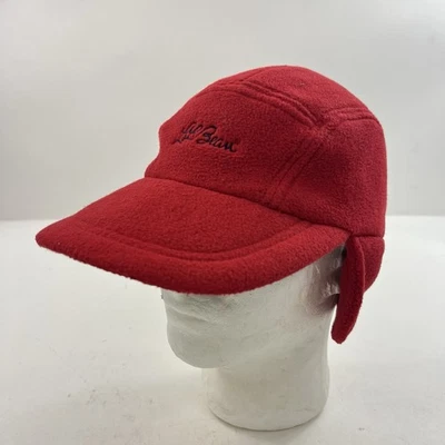 Винтажный LL Bean флис уха клапан красный сценарий логотип шляпа размер маленький сделано в США крышка - Изображение 1 из 4