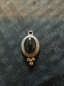 BA Signed Indonesia Sterling Silver 925 Black Onyx Oval Pendant - Bild 1 von 4