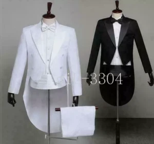 Men's Tuxedo Black Magic Suit Jacket Formal Tail Coat Dress Jacket Blazer S-XL - Picture 1 of 6