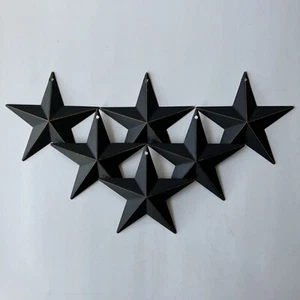 Set/6 Metal Black Barn Star Stars 5.5" Primitive Farmhouse Craft Supply - Picture 1 of 10