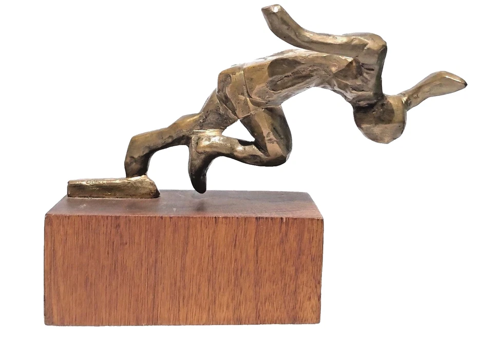 J R 1992 BRONCE BRUTALISTA ABSTRACTO MODERNISTA SPRINTER FIGURA ESCULTURA CORREDOR Foto 1 de 4