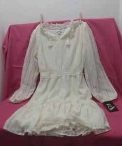 Art Class Ivory Dress With Long Sleeves Lace Pattern Girl's Sz L 10/12 NWT! - Picture 1 of 6
