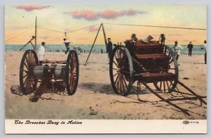 The Breeches Buoy In Action Ocean Beach View Antique Divided Back Postcard - Picture 1 of 2