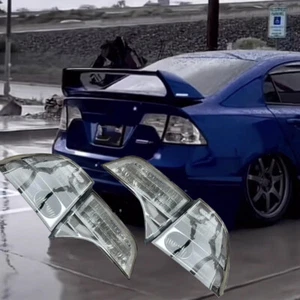 For 06-11 Honda Civic 4DR Sedan Pair Crystal Clear Brake Lamps Tail Lights Cover - Foto 1 di 14