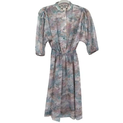 Melissa Lane Pastel Dress Womens 6 Multi Romantic Feminine Twee Easter Vintage - Image 1 of 4