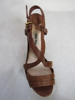 Sandalia de cuero MIU MIU detalle oro rosa talla 36,5 Foto 1 de 4