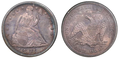 1872 $1 NGC MS 64 ~ LOW POP SILVER SEATED LIBERTY DOLLAR - Image 1 of 4