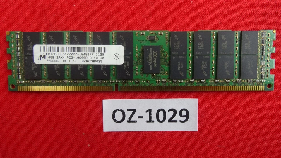 hp-Micron 4GB DDR3 RAM 2Rx4 PC3-10600R-9 Reg Dimm, 500658-B21, 500203-061 - Image 1 of 1