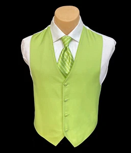 Men's Jean Yves Key Lime Green Tuxedo Vest with Tie Free Shipping 2XL - Picture 1 of 5