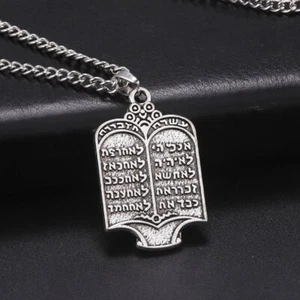 Collar colgante hebreo rollo de la Torá judía diez mandamientos Biblia bruja dijes - Imagen 1 de 7
