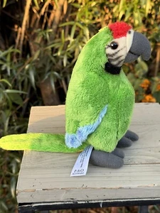 FAO Schwarz Parrot Great Green Macaw Stuffed 6 in Plush Adopt Wild Pal Realistic - Picture 1 of 7