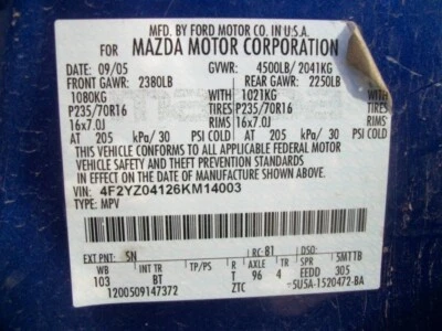 Vidrio de puerta trasera izquierda usado para: Mazda TRIBUTE 2006 tinte privacidad trasero izquierdo G Foto 1 de 4