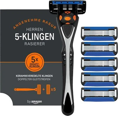 Solimo Herrenrasierer mit 5-fach-Klinge empfindliche Haut inkl. 6 Ersatzklingen