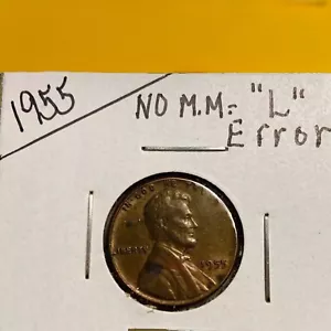 1955 ~Rare Lincoln Wheat Penny - NO MINT MARK~ “L” Error On Rim~ - Picture 1 of 2