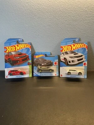 Hot Wheels Subaru Cars! WRX STI & IMPREZA 22B-STI VERSION Lot Of Three (3)! - Image 1 of 2