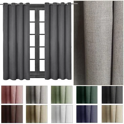 Leinen Gardine Vorhang 140x245 cm mit Ösen blickdicht - Ösenschal Farbauswahl - Bild 1 von 4