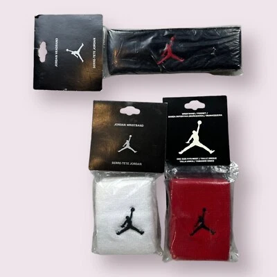 Vintage Nike Air Jordan Jumpman Basketball Headband Sweatband Lot Bred Chicago - Image 1 of 4