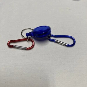 Retractable Carabiner Keychain Belt Badge Reels 27” Blue Clip New - Picture 1 of 5