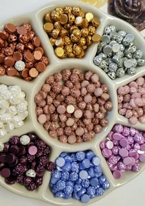 Czech Glass Pressed Beads 6mm Rosetta Cabochon 2-Hole Light CREAM (20) - Picture 1 of 6