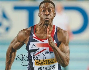 Autógrafo fotográfico firmado a mano de 8x10 de Dwain Chambers, corredor olímpico - Imagen 1 de 2