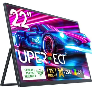 UPERFECT 22" 2K Tragbarer Monitor mit VESA & 180° verstellbarem Ständer, 2560 * 1440 QHD - Bild 1 von 19