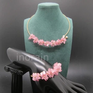 Hecho a mano rosa ojo de gato grava piedra flor piedra preciosa cuello anillo collar conjunto de pulseras - Imagen 1 de 8