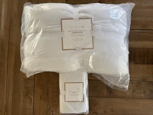 Pottery Barn Teen Microfiber Pintuck Comforter and Sham Set, White, Twin/Twin XL - Picture 1 of 23