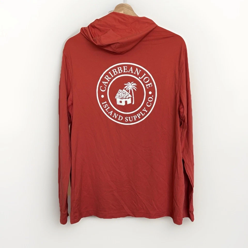 Camisa Caribbean Joe Para Hombre Mediana Naranja Manga Larga Sudadera con Capucha Protección Solar Exterior Foto 1 de 4