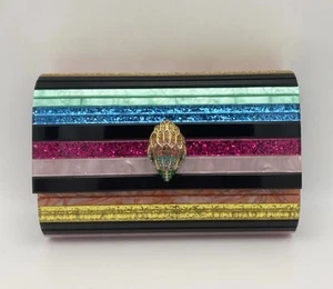 Kurt Geiger Party Eagle Clutch Bag Rainbow Acrylic Womens Chain Shoulder Handbag - Picture 1 of 8