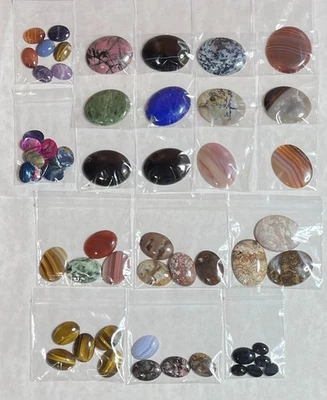 Cabochons Black Onyx,  Jasper,  Agate Lot of 56 Various Sizes Oval - Image 1 of 4