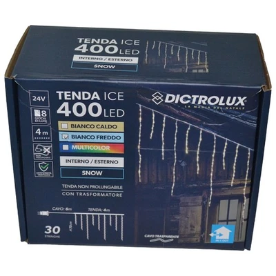 Tenda luci a led Ice 400 led Dictrolux tenda 8 giochi luce 400 led bianco freddo - Immagine 1 di 4